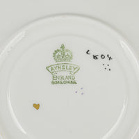 AYNSLEY Cup & Saucer JA Bailey Hand Painted Cabbage Rose Gold
