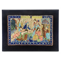 Antique Persian Hand Painted Polychrome Ceramic Tile