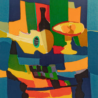 Marcel Mouly (French 1918-2008) "Guitare, Bouteille, Compotier"