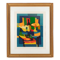 Marcel Mouly (French 1918-2008) "Guitare, Bouteille, Compotier"
