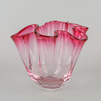 CHALET Art Glass Crimp Bowl Cranberry