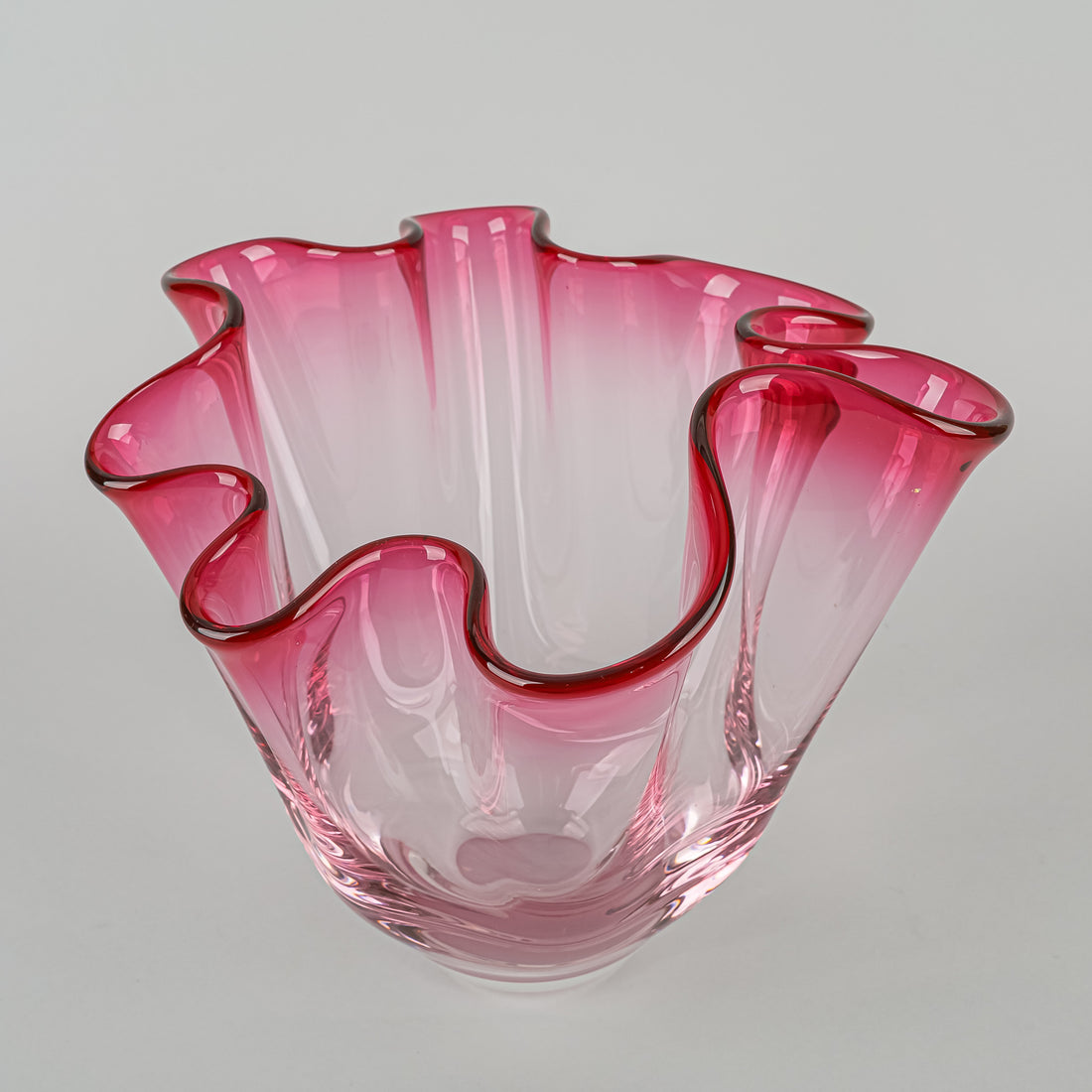 CHALET Art Glass Crimp Bowl Cranberry