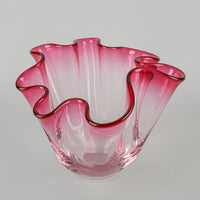 CHALET Art Glass Crimp Bowl Cranberry