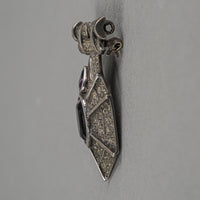 Art Deco Sterling Amethyst Marcasite Shield Pin Pendant