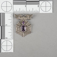 Art Deco Sterling Amethyst Marcasite Shield Pin Pendant