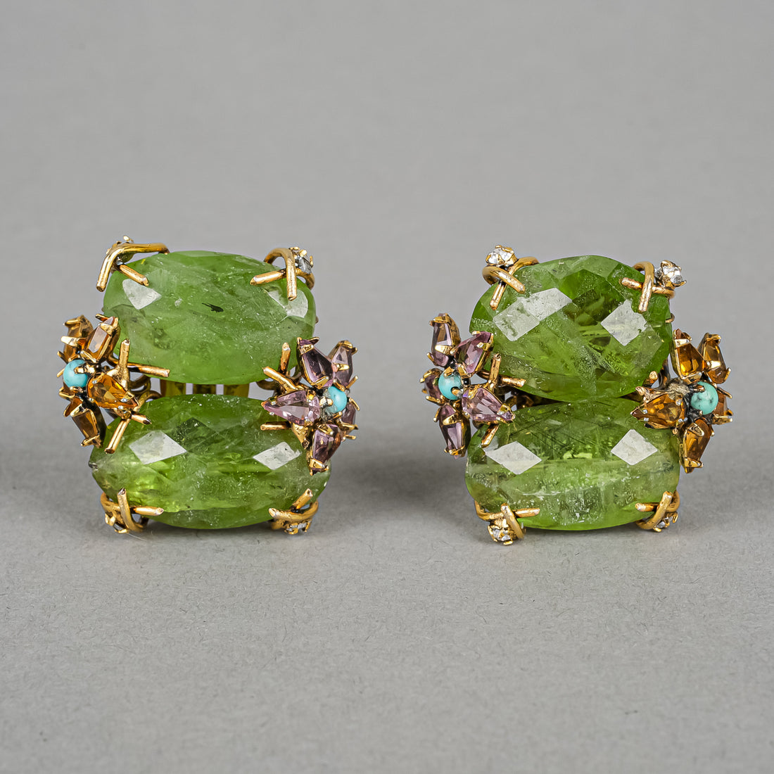 IRADJ MOINI Gold Tone Multi Stone Ear Clips
