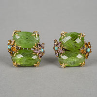 IRADJ MOINI Gold Tone Multi Stone Ear Clips