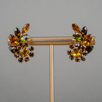 SHERMAN Brooch And Clips Set - Bronze Green Orange