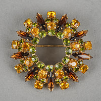 SHERMAN Brooch And Clips Set - Bronze Green Orange