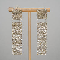 Sterling Rectangular Textured Hinged Drop Earrings