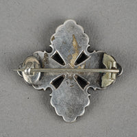 Scottish Silver Orange And Green Agate Chased Cross Brooch