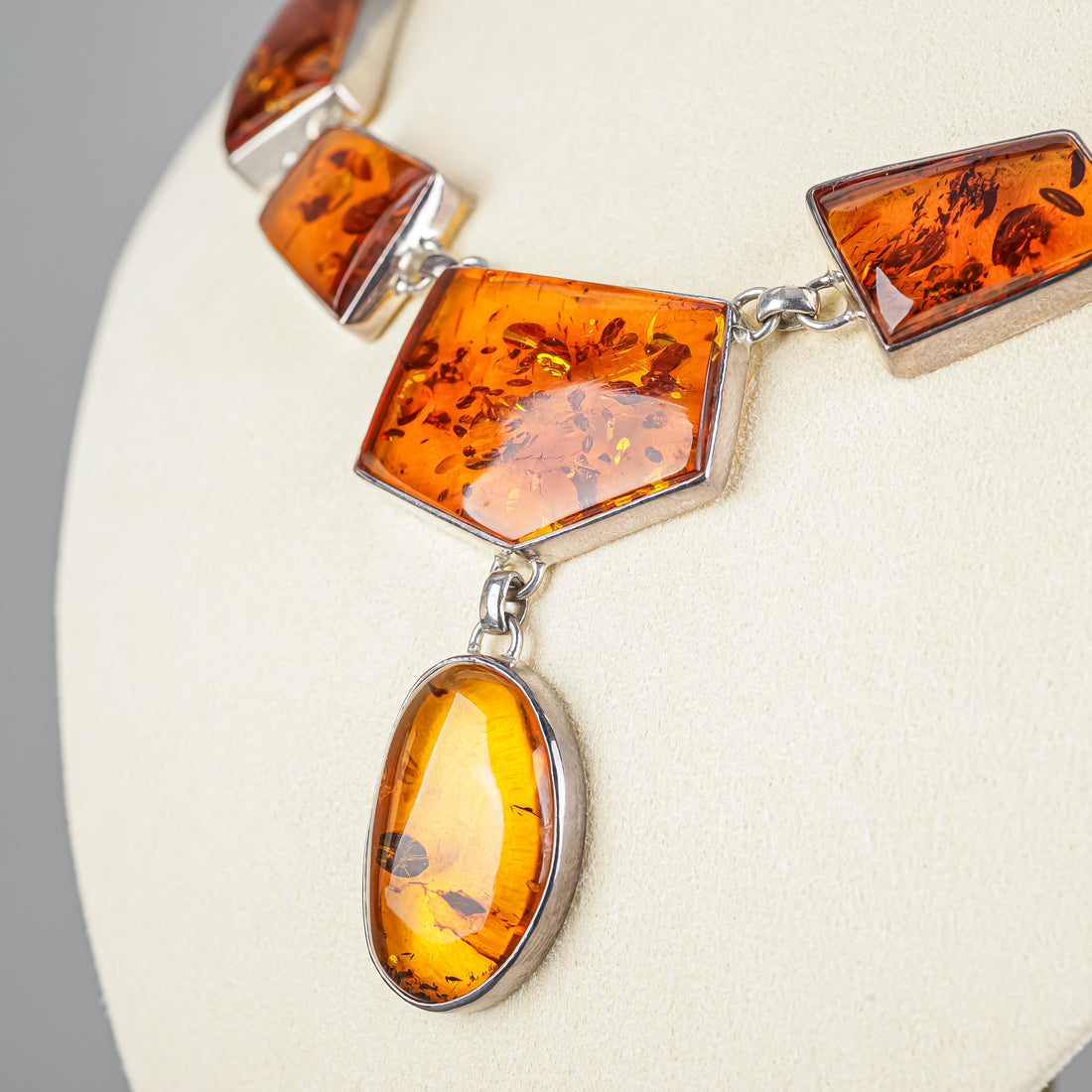 Sterling Amber Collarette Necklace