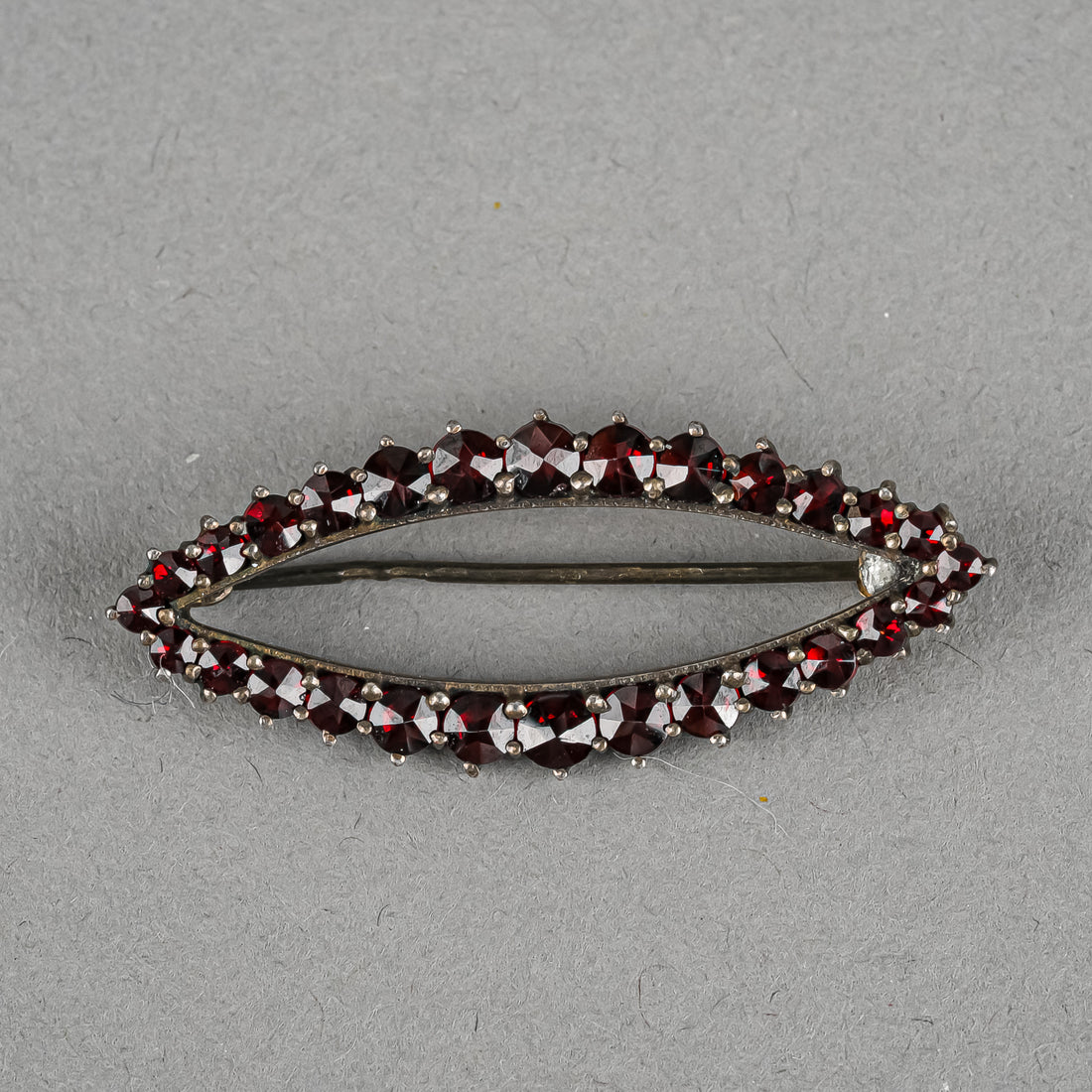 800 Silver Bohemian Garnet Open Marquise Brooch