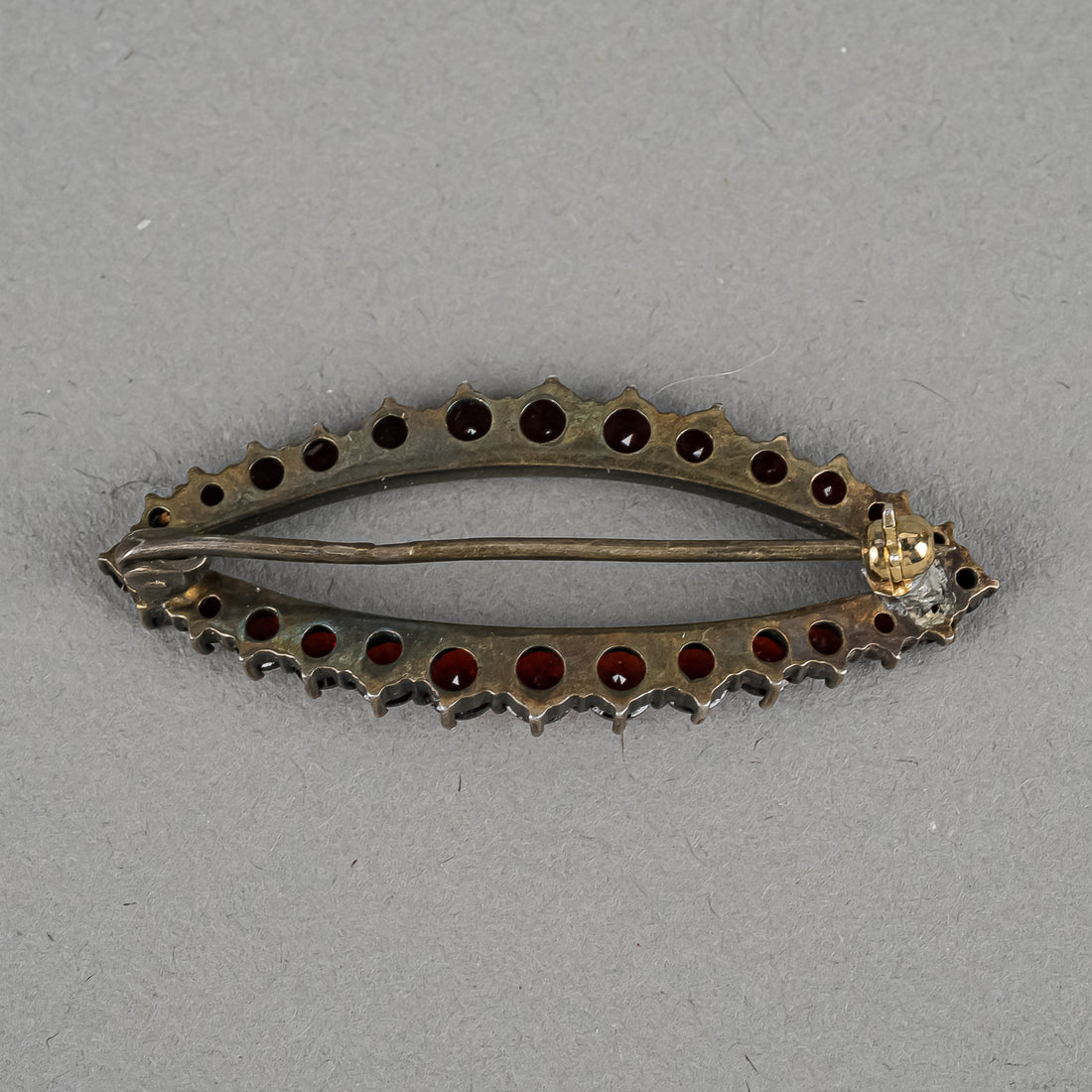 800 Silver Bohemian Garnet Open Marquise Brooch