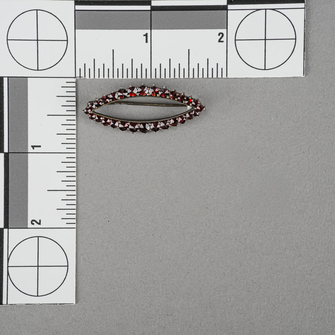 800 Silver Bohemian Garnet Open Marquise Brooch