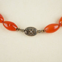 Chinese Export Carnelian Bead Enamelled Silver Bead Necklace