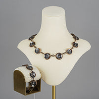 RAL Copper Modernist Disc Link Necklace And Bracelet Set