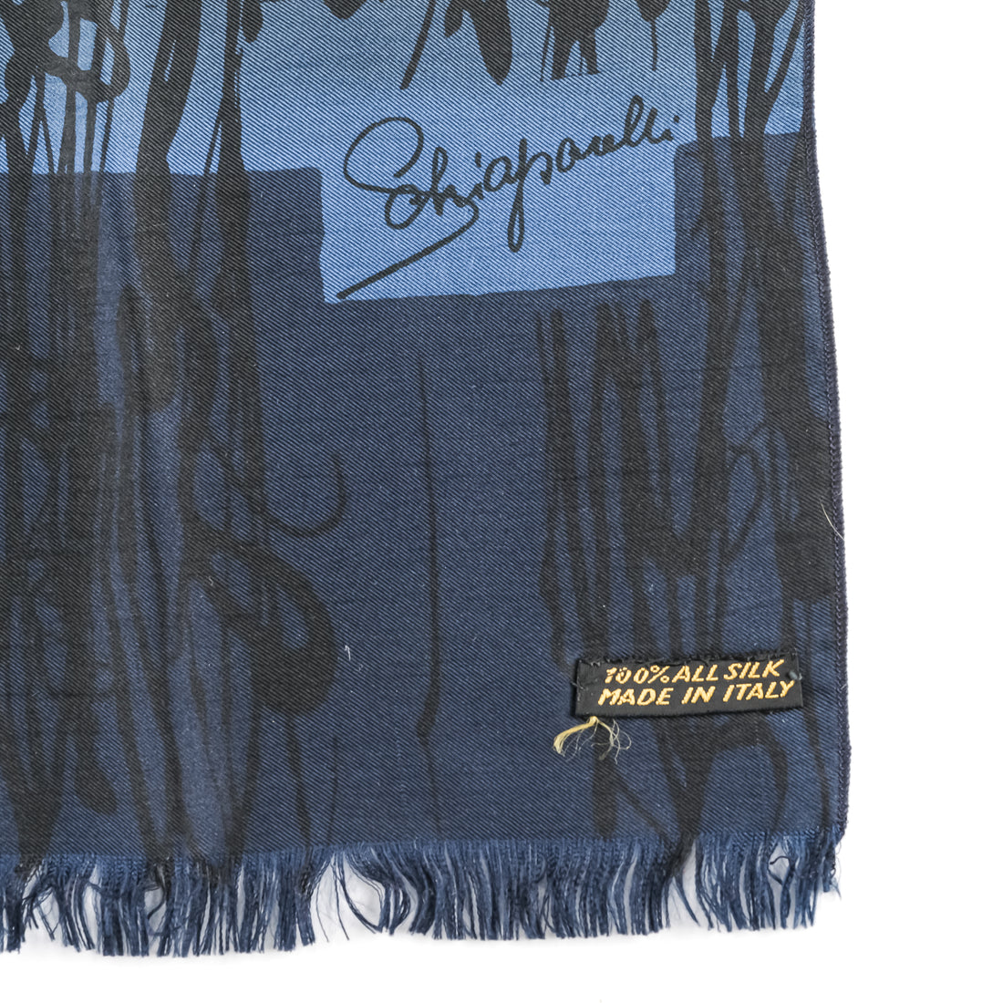 SCHIAPARELLI Vintage Blue Silk Scarf