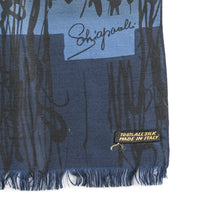 SCHIAPARELLI Vintage Blue Silk Scarf