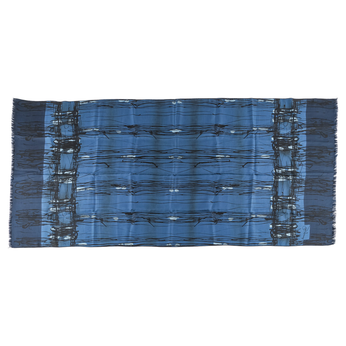 SCHIAPARELLI Vintage Blue Silk Scarf