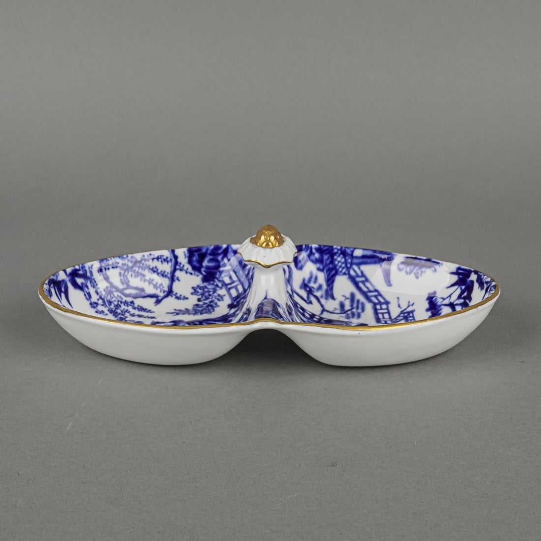 ROYAL CROWN DERBY Mikado Two-Section Relish Dish With Handle