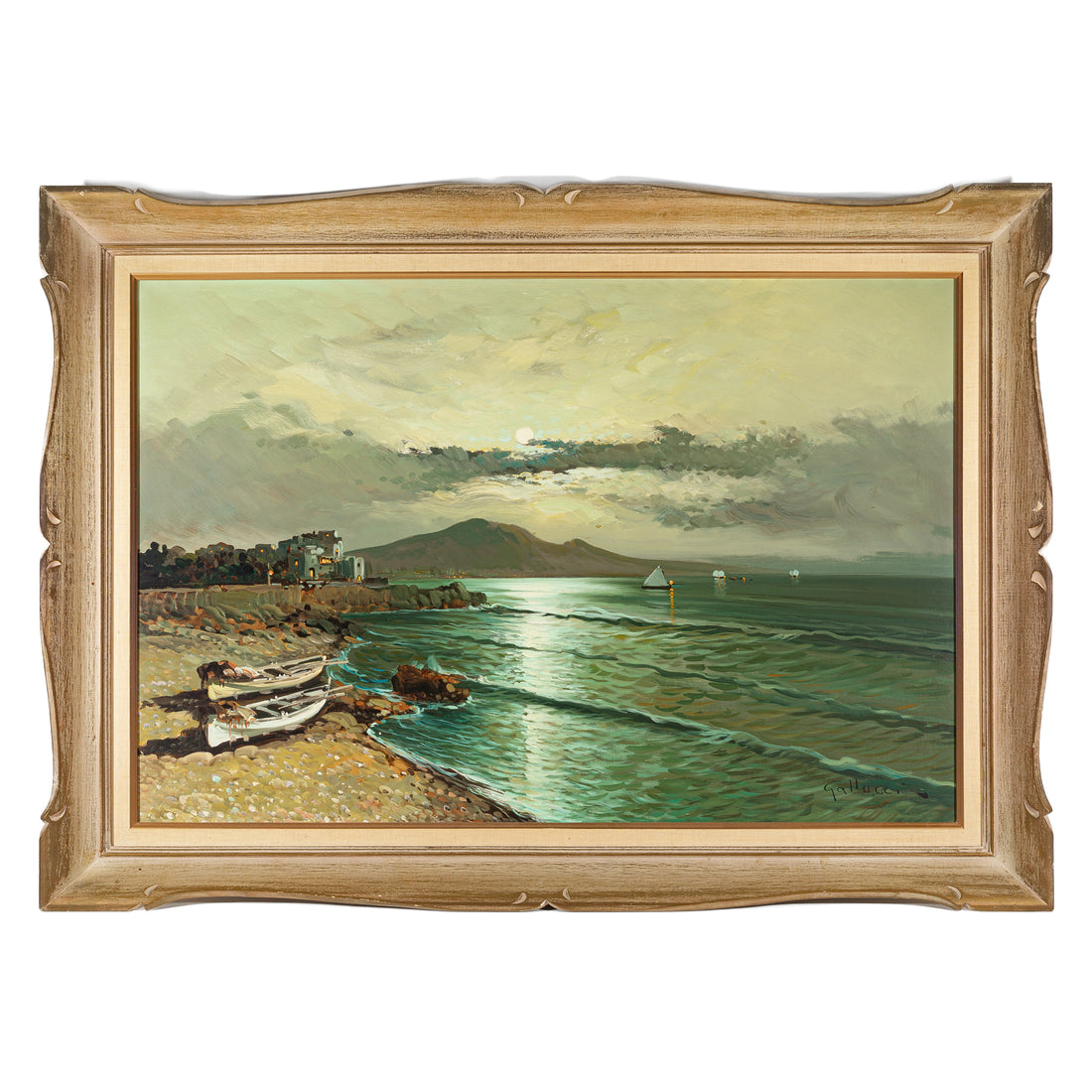 Gallucci - Seascape With Boats In Moonlight
