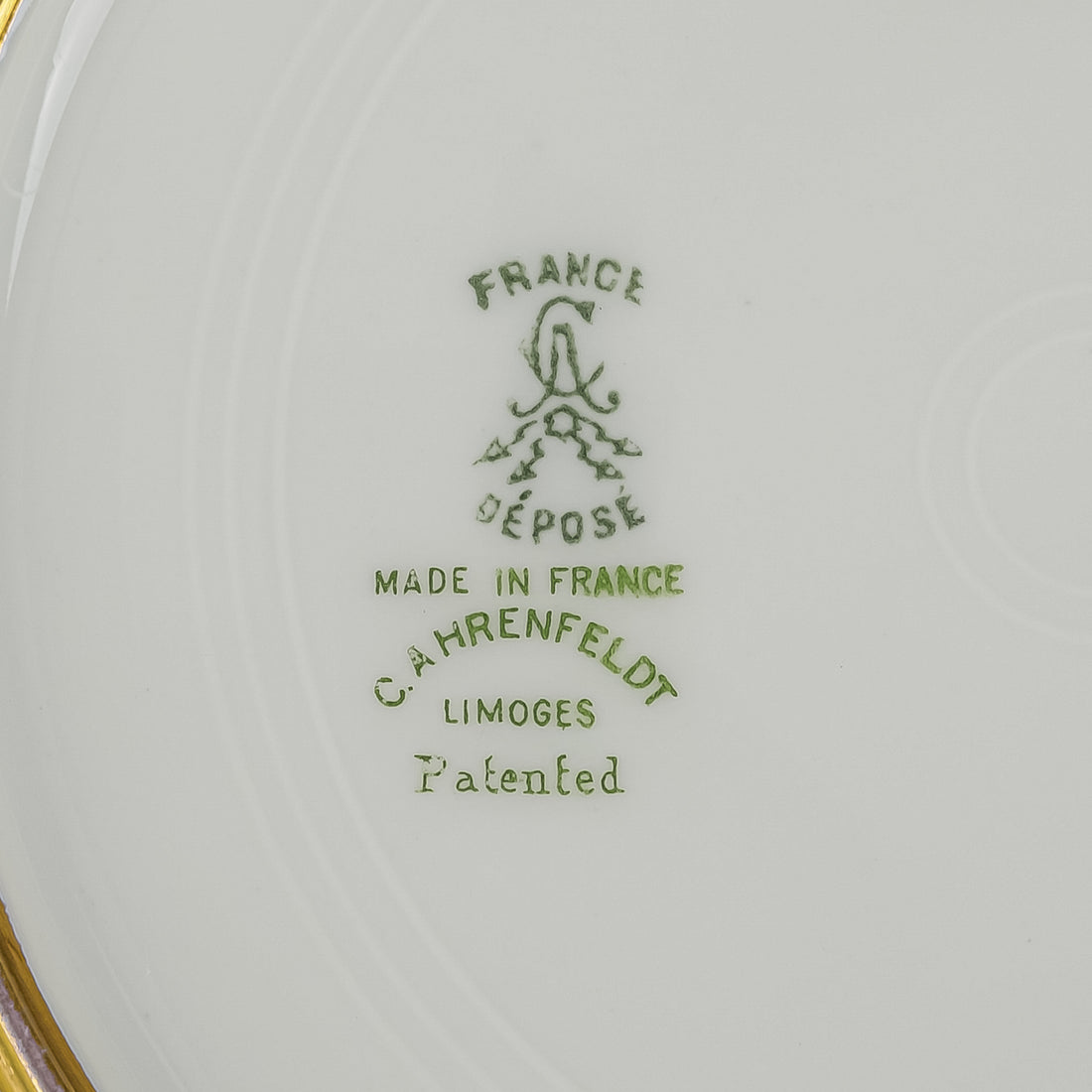 CHARLES AHRENFELDT LIMOGES Maroon And Gold Rimmed Dessert Plates