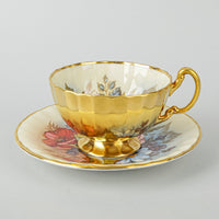 AYNSLEY Cup & Saucer 804 JA Bailey Cabbage Rose - Gold