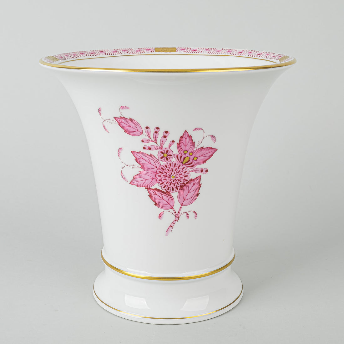 HEREND Chinese Bouquet Pink Flare Vase 6432