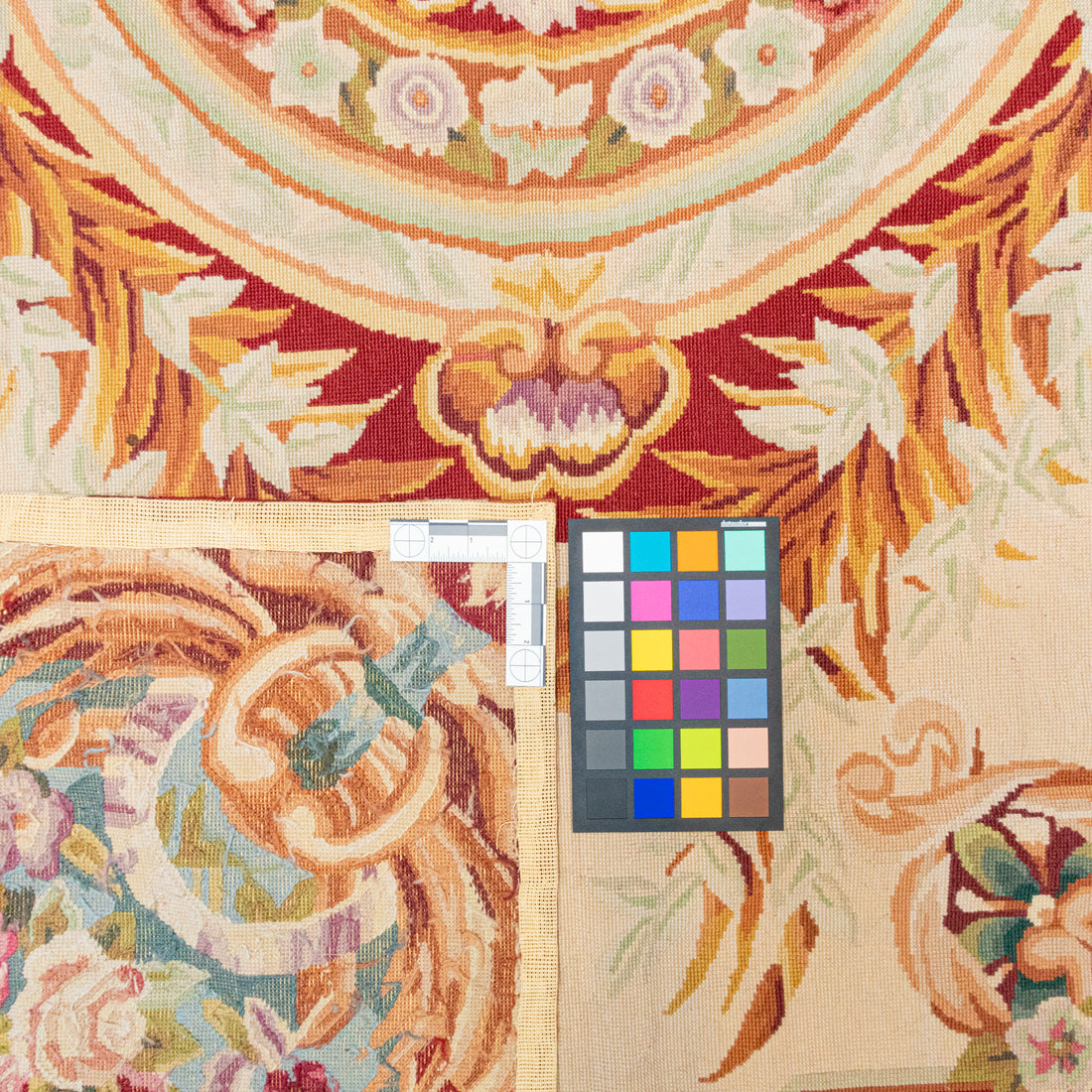 Wool Aubusson Needlepoint Style Flatweave Rug