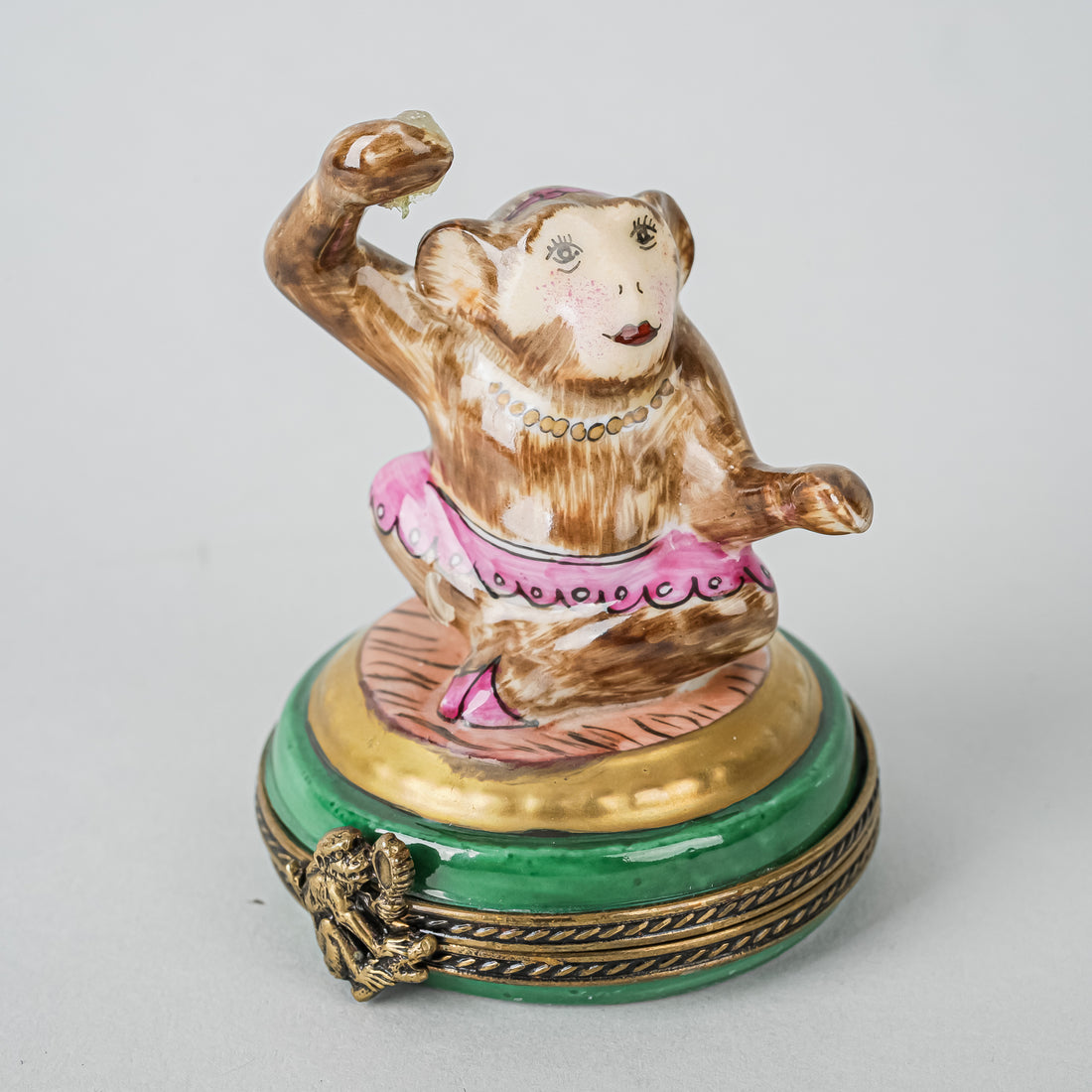 Limoges Hand Painted Monkey Pill Box