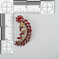 SHERMAN Red Rhinestone Floral Spray Dress Clip