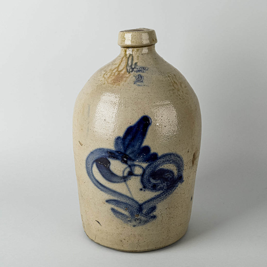 Vintage J.T. Hazen 2 Gallon Stoneware Jug With Cobalt Floral