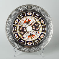 ROYAL CROWN DERBY Traditional Imari 2451 Plate Sterling Silver Rim