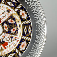ROYAL CROWN DERBY Traditional Imari 2451 Plate Sterling Silver Rim