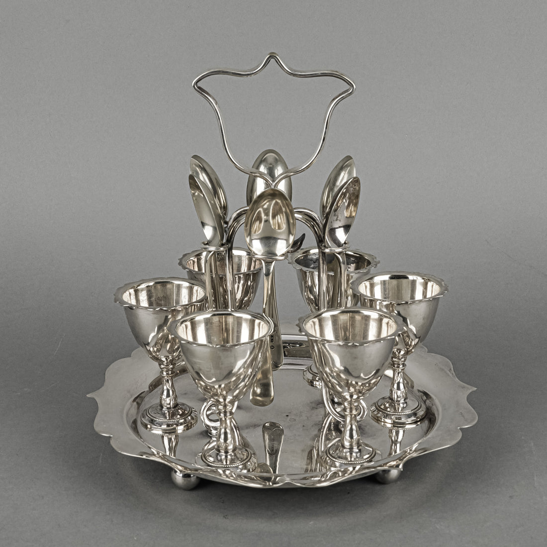 J.B.CHATTERLEY & SONS Silverplate Egg Cup Server 13 Pieces