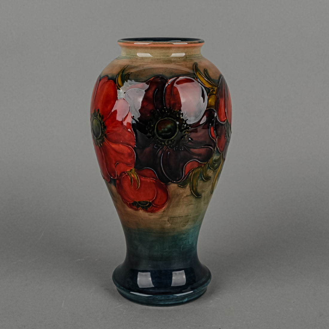 MOORCROFT Anemone Green/Blue Ground Vase