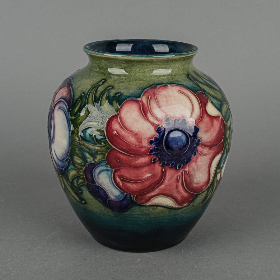 MOORCROFT Anemone Green/Blue Ground Vase