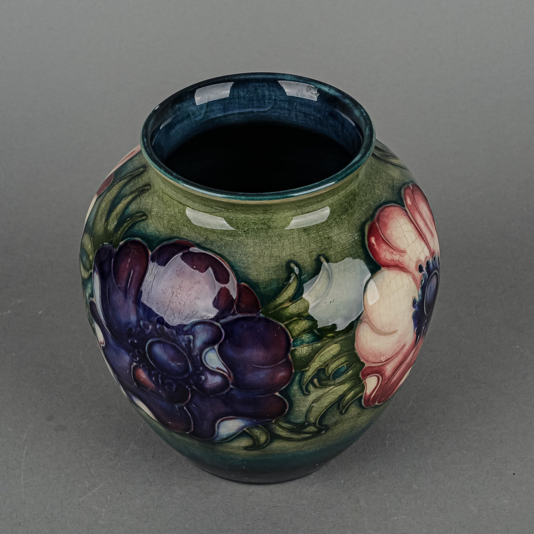 MOORCROFT Anemone Green/Blue Ground Vase