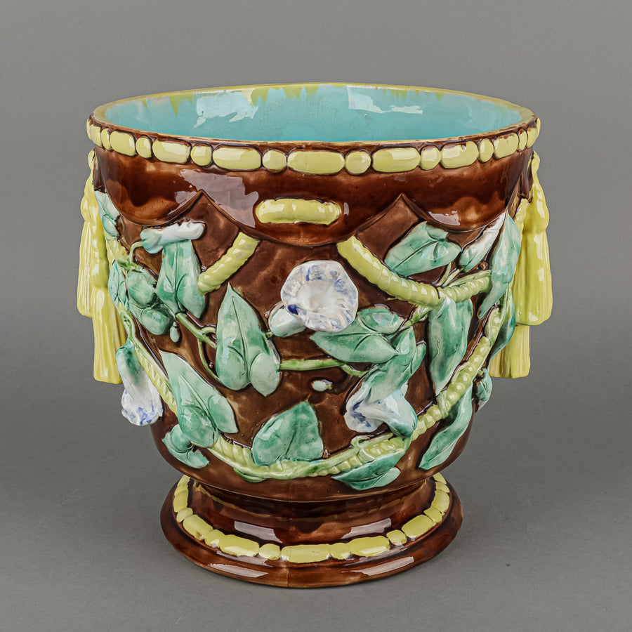 Vintage Majolica Jardiniere/Planter Morning Glory