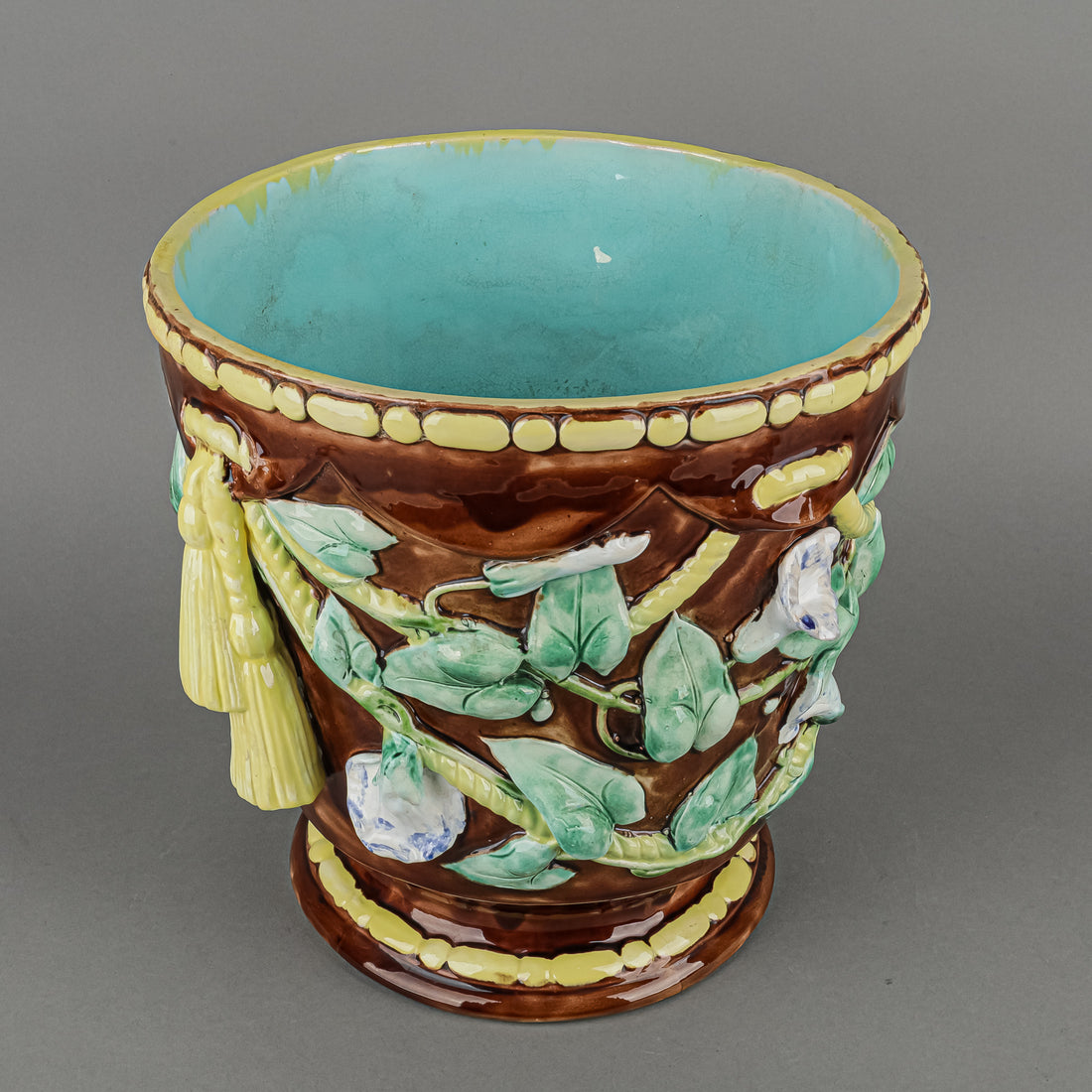 Vintage Majolica Jardiniere/Planter Morning Glory