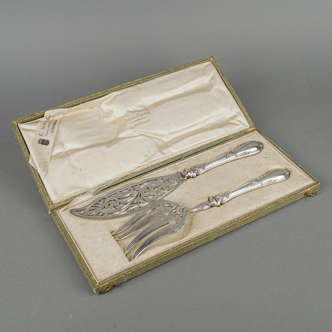 L.SCHROEDER Wursch Nouveau Silverplate Fish Server Set 2 Pieces