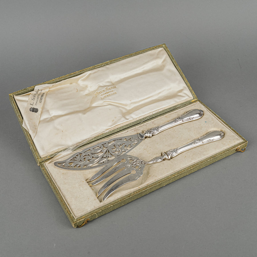 L.SCHROEDER Wursch Nouveau Silverplate Fish Server Set 2 Pieces