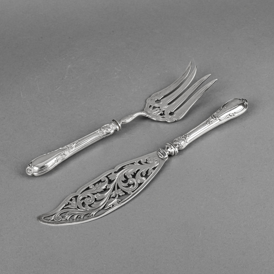 L.SCHROEDER Wursch Nouveau Silverplate Fish Server Set 2 Pieces