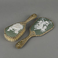 Vintage Brass & Pate-Sur-Pate Vanity Set 2 Pieces