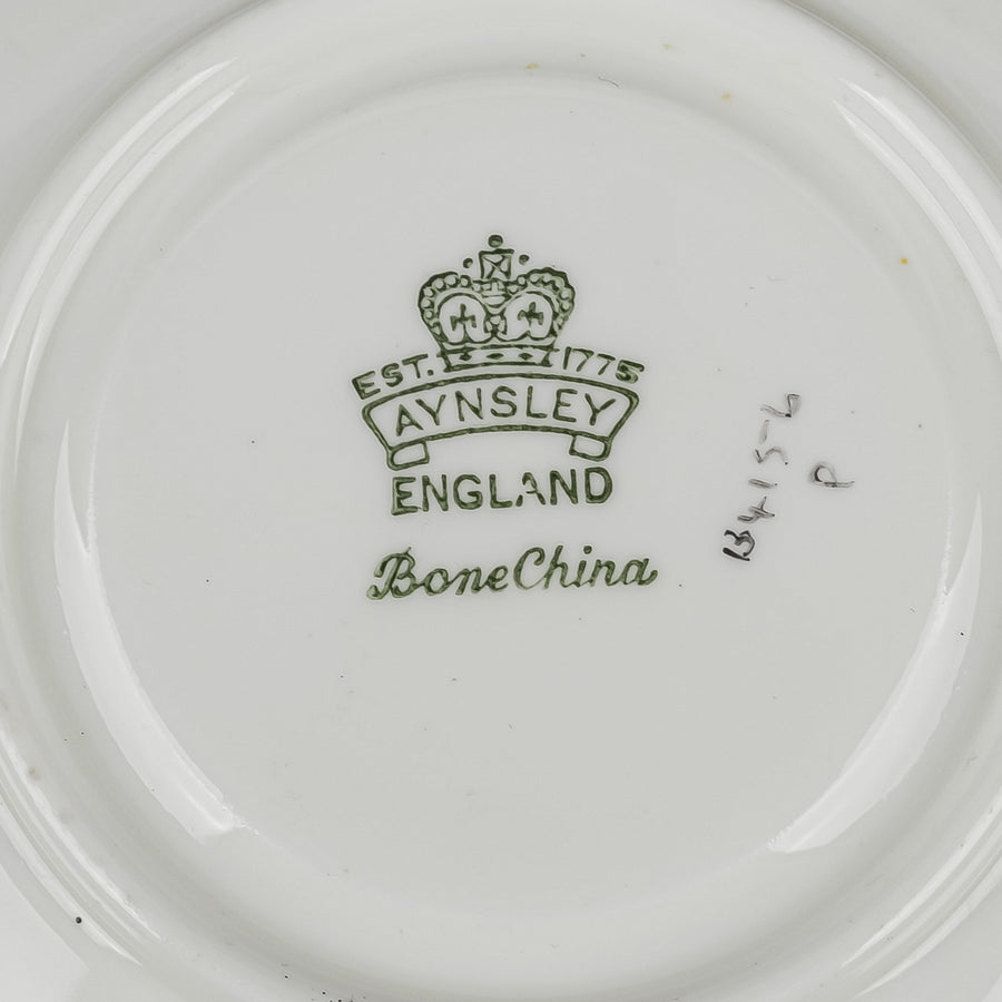 AYNSLEY Cup & Saucer 4156 Hand Painted Poppies Black Ground