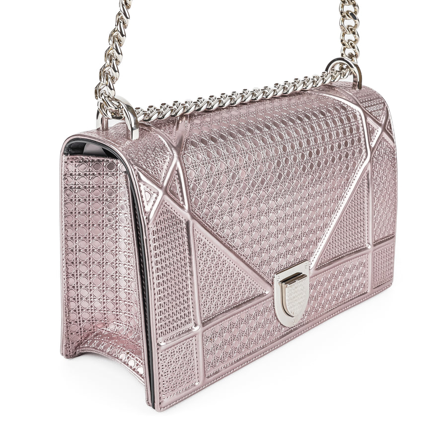 CHRISTIAN DIOR Pink Microcannage Diorama Shoulder Bag - Emdium