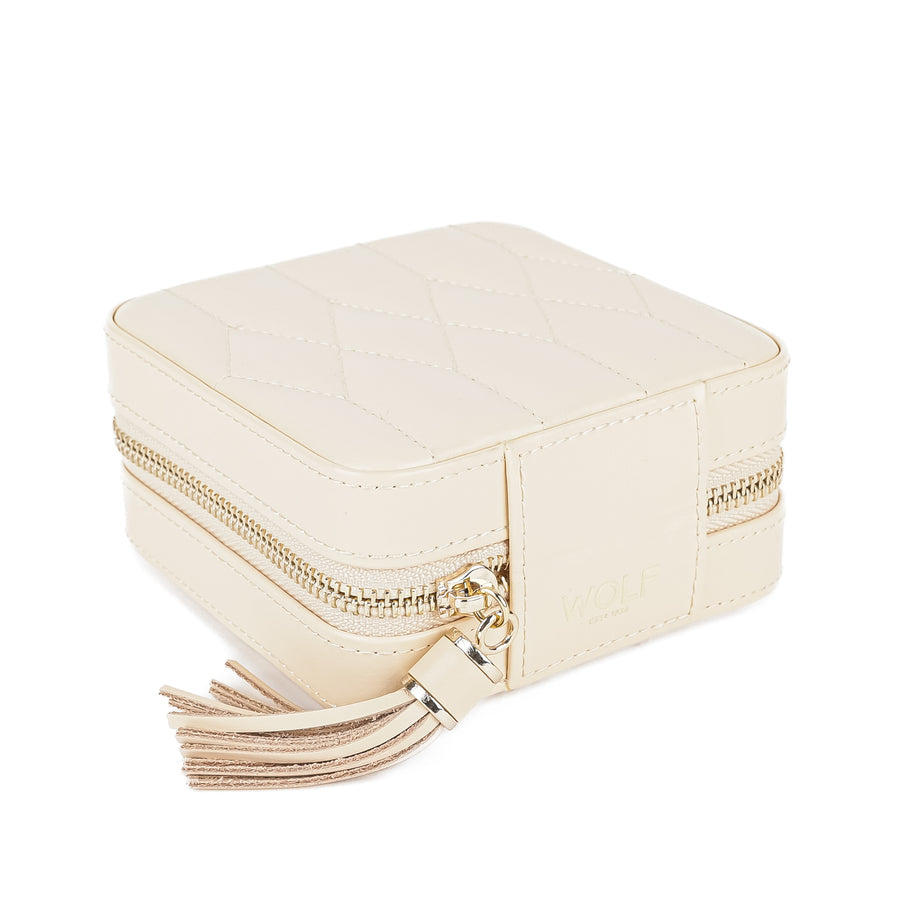 WOLF Caroline Zip Travel Case - Ivory Leather