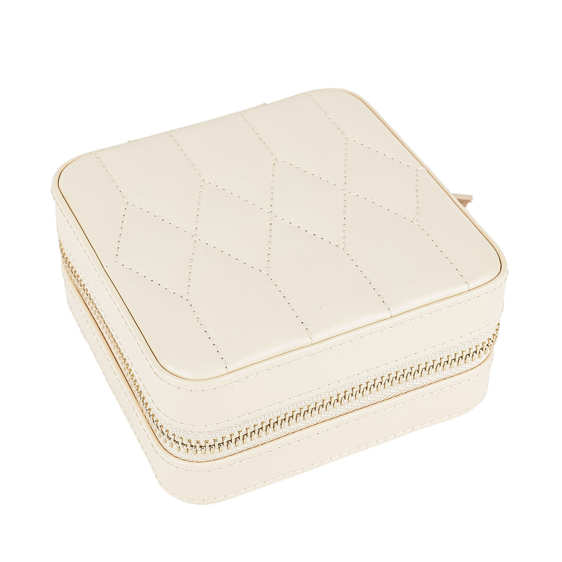 WOLF Caroline Zip Travel Case - Ivory Leather