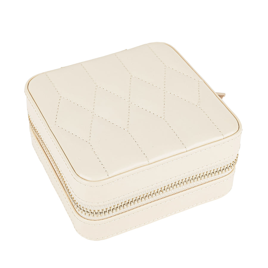 WOLF Caroline Zip Travel Case - Ivory Leather
